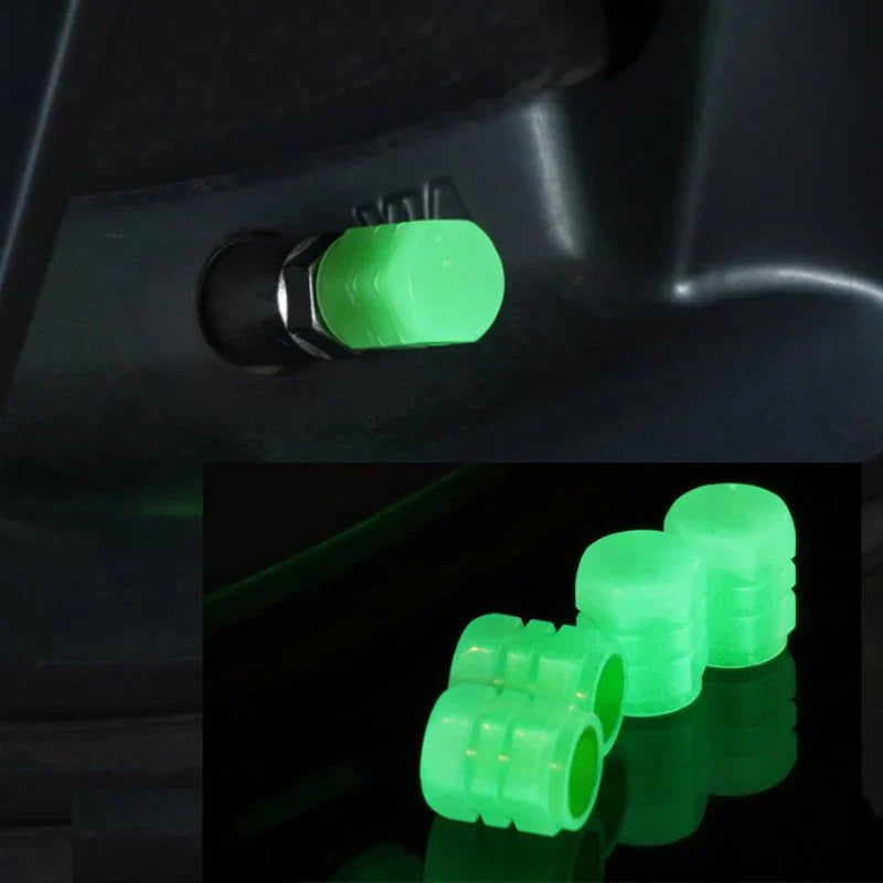 LED Glowing Tire Valve Caps – 4PCS Luminous Car Wheel Lights for Night Driving