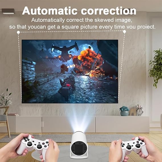 Mini LED Projector with Dual Wireless Gamepads and Remote Control Function