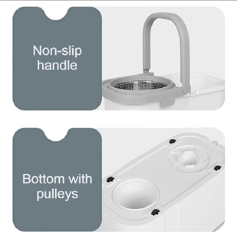 360° Spin Mop with Stainless Steel Bucket – Easy Floor Cleaning System with Microfiber Head