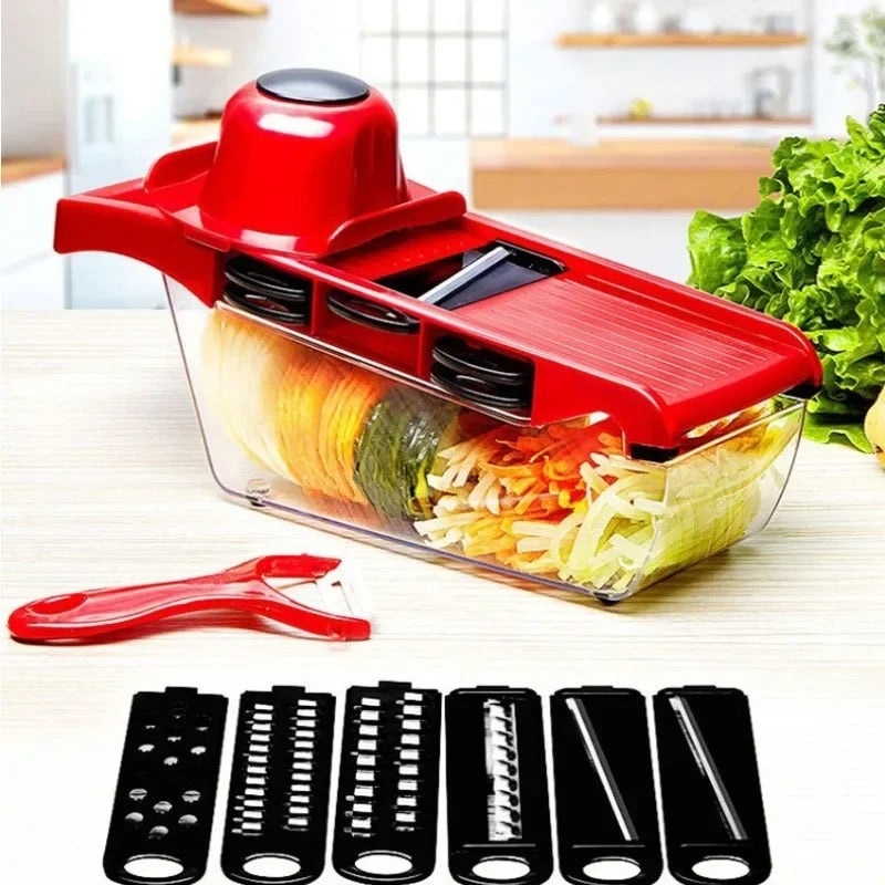 12-in-1 Multifunctional Vegetable Slicer with Storage Container & Interchangeable Blades