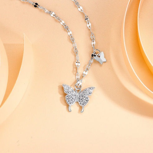 Elegant Butterfly Pendant Necklace for Women – Sparkling Silver Jewelry Gift