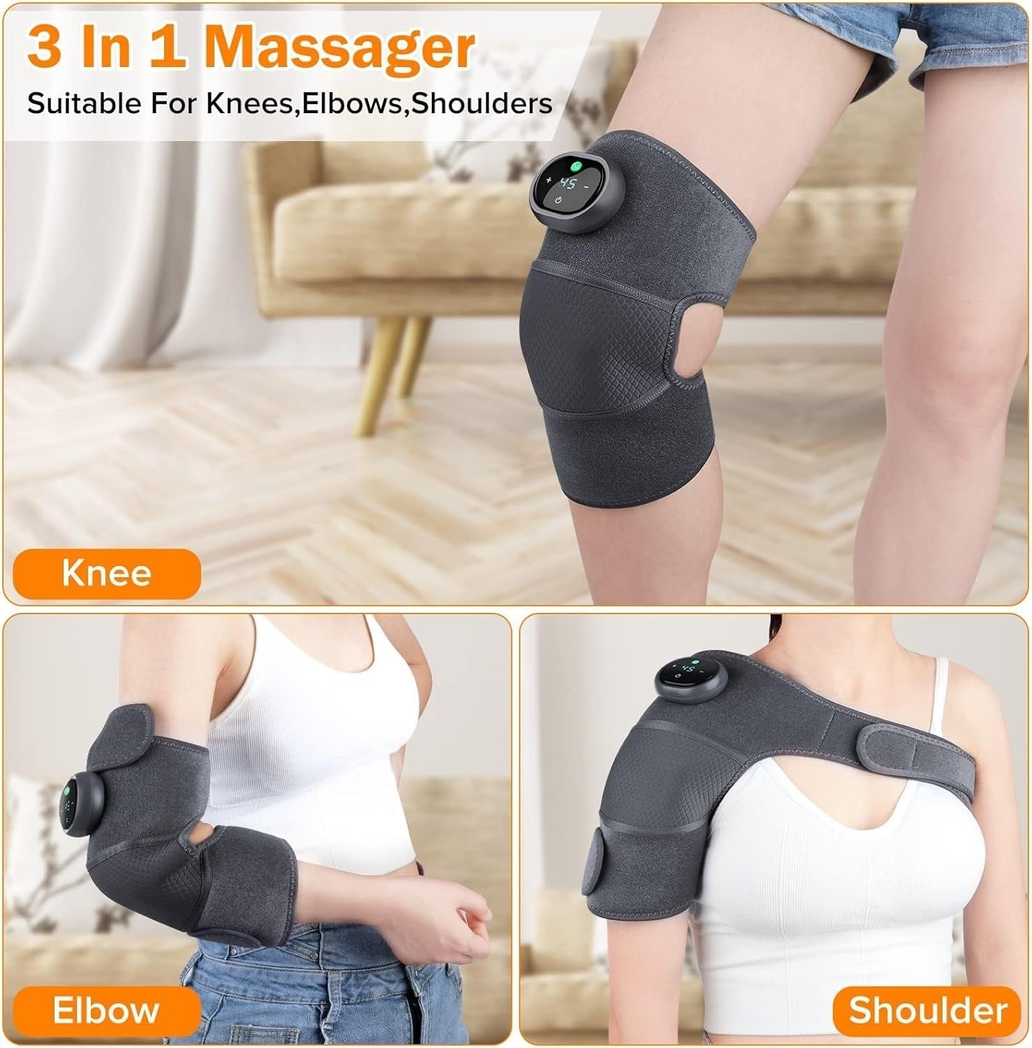 Wireless Heated & Cooling Knee Brace with Vibration Therapy – LED Display & Adjustable Fit