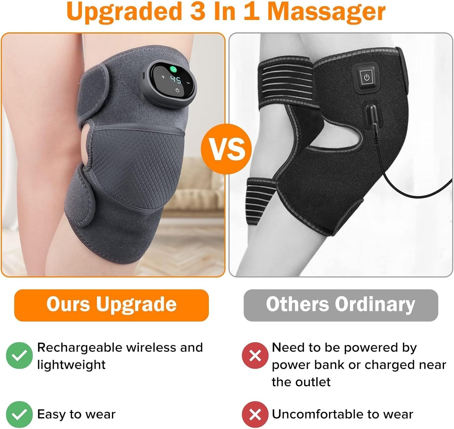 Wireless Heated & Cooling Knee Brace with Vibration Therapy – LED Display & Adjustable Fit