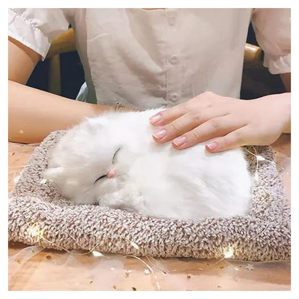 Lifelike Sleeping Cat Plush Toy – Realistic Breathing Pet for Stress Relief & Decor