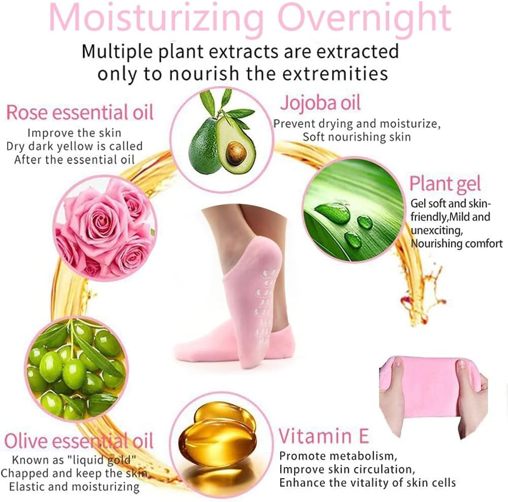 Moisturizing Gel Heel Socks for Cracked Feet & Dry Heels – Soft Cotton Spa Socks