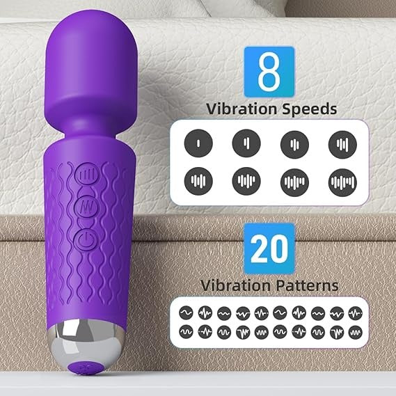 Powerful Rechargeable Massage Wand with 8 Speeds & 20 Vibration Patterns