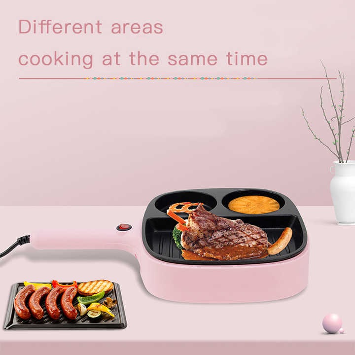 Multi-Section Electric Breakfast Maker – Nonstick Frying Pan for Pancakes, Eggs, Sausages & More