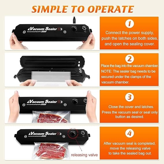 Automatic Vacuum Sealer Machine for Food Storage – Keep Meat, Veggies & More Fresh Longer