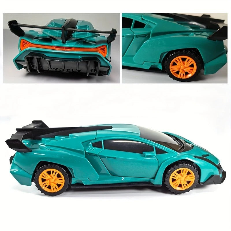 Light-Up Super Sports Car Toy with Sound and 360° Movement for Kids