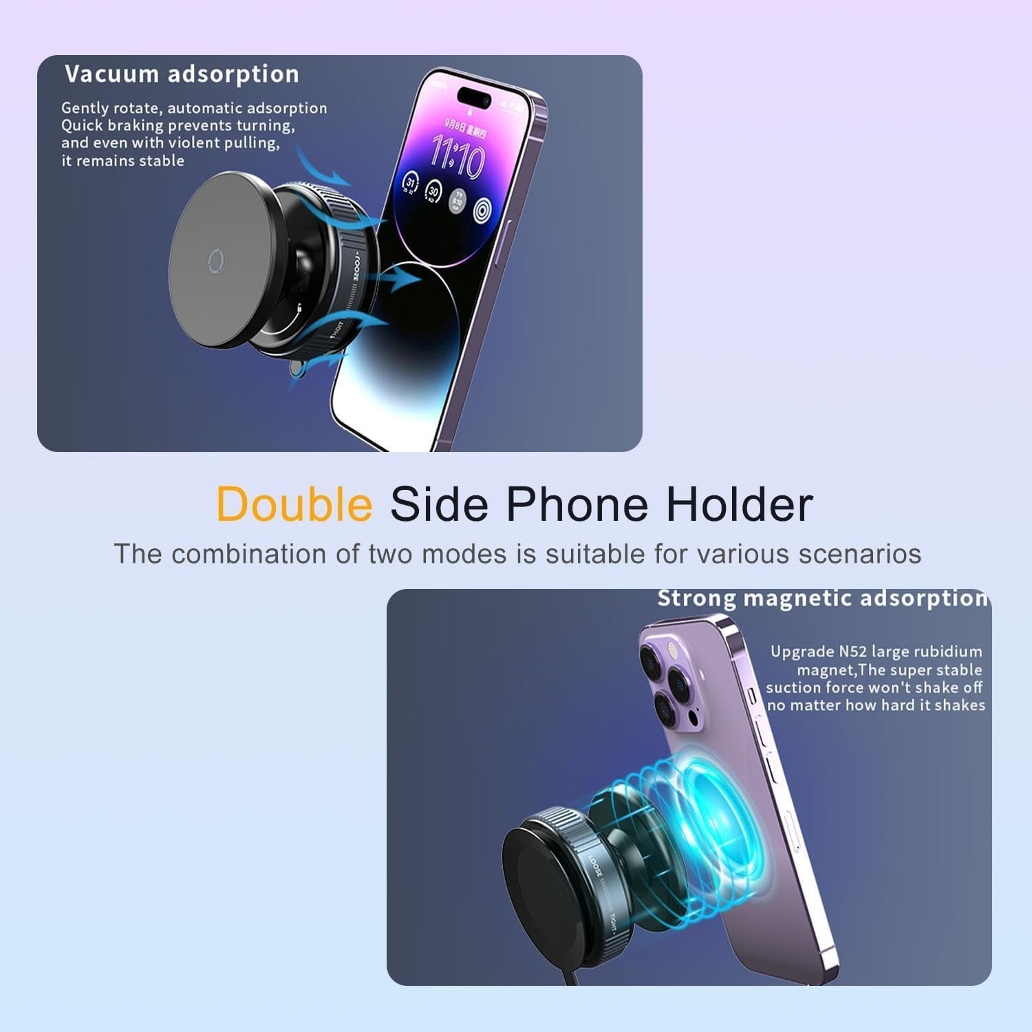 Magnetic 360° Rotating Car Mount Holder with Strong Grip for All Smartphones